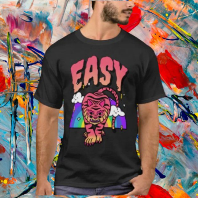Camisa EASY Tiger Retro Rainbow – Feroz e Divertid (Criador carregado)