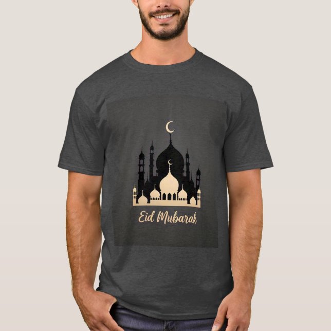 Camisa Eid Mubarak Mens da Mesquita do ouro (Frente)
