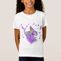 Camisa Elefante de Borboleta Roxa com Borboletas