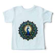 Camisa Elegante de Mandala de Pavão para Criança |