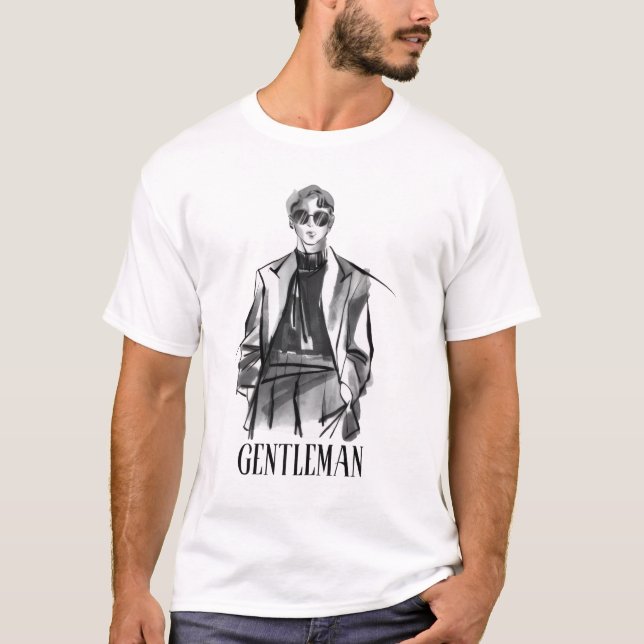 Camisa Elegante Esboço de Cavalheiro Fashion (Frente)