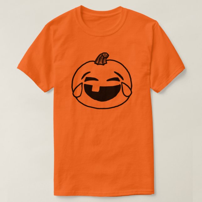 Camisa emoji de abóbora do Halloween rindo do grup (Frente do Design)