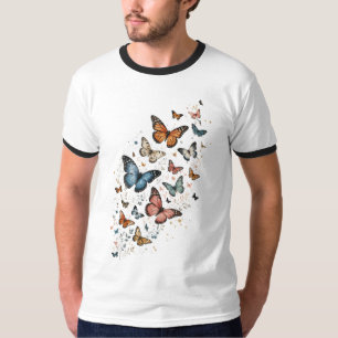Camisa Enfeitiçante com Borboletas Espalhadas