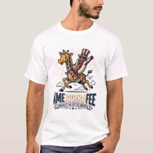 Camisa engraçada Amerigiraffee Patriótica Girafa H