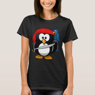 Camisa Engraçada com Carto Pinguim Pinguim Pirata