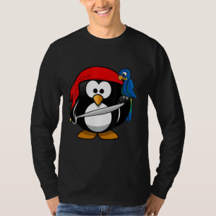Camisa Engraçada com Carto Pinguim Pinguim Pirata