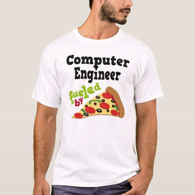 Camisa (engraçada) da pizza T do engenheiro de (Frente)