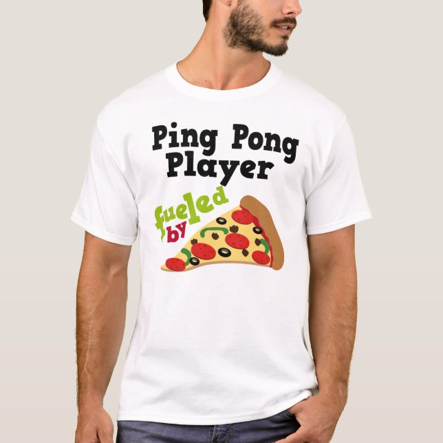 Camisa (engraçada) da pizza T do jogador de Pong (Frente)