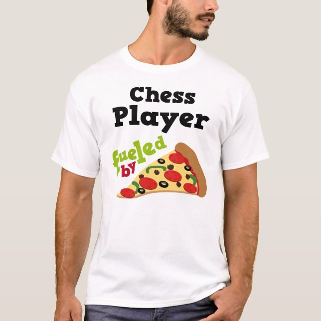 Camisa (engraçada) da pizza T do jogador de xadrez (Frente)