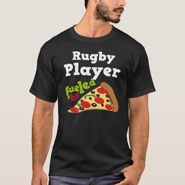 Camisa (engraçada) da pizza T do jogador do rugby (Frente)