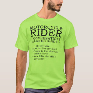 Camisa engraçada das conversações da motocicleta