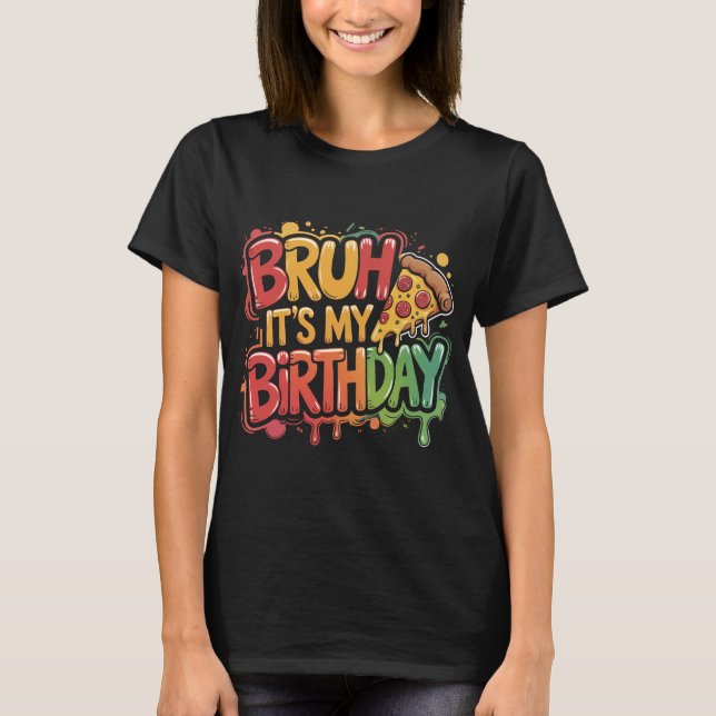 Camisa engraçada de aniversário de pizza para game (Frente)