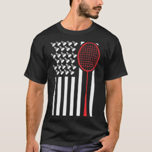 Camisa engraçada de badminton com bandeira america