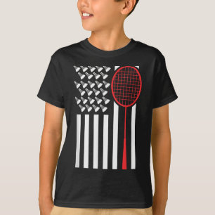 Camisa engraçada de badminton com bandeira america