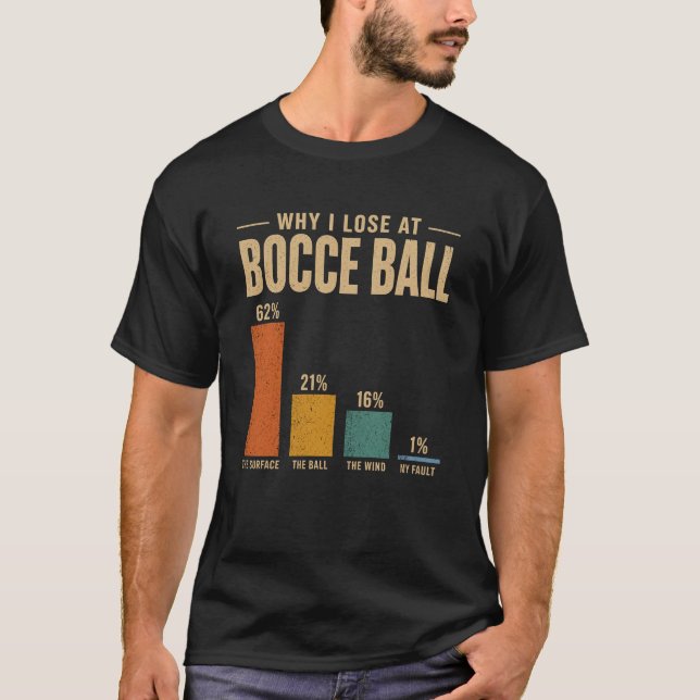 Camisa engraçada de bola de bocce Por que eu perco (Frente)