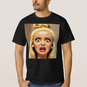 Camisa engraçada de boneca chocada, Boneca desgost