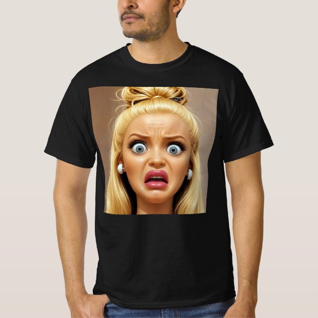Camisa engraçada de boneca chocada, Boneca desgost (Frente)