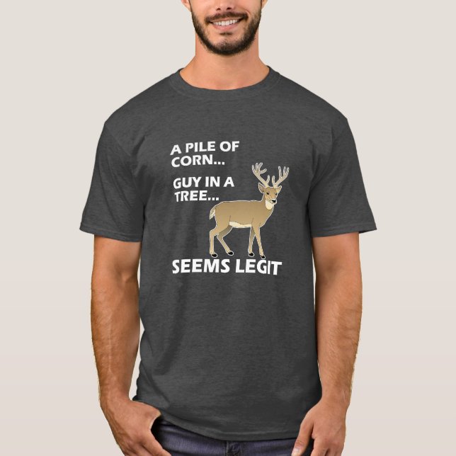 Camisa engraçada de caça Seems Legit Funny preta (Frente)