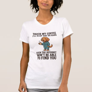 Camisa engraçada de cachorro de café com desenho v