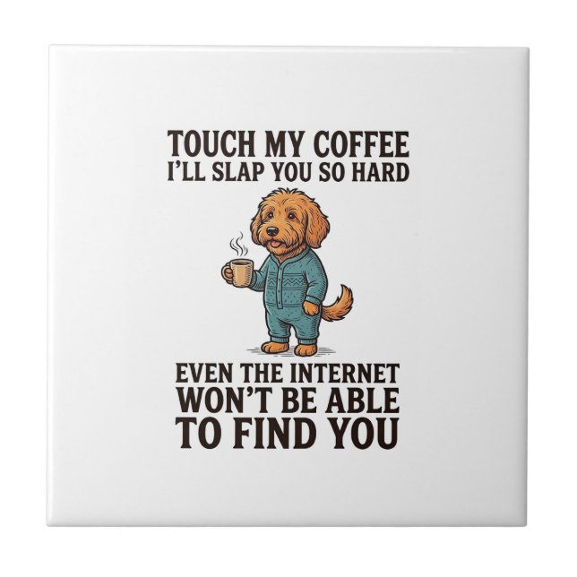 Camisa engraçada de cachorro de café com desenho v (Frente)