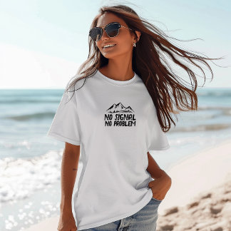Camisa engraçada de caminhada Sem Sinal Sem Proble