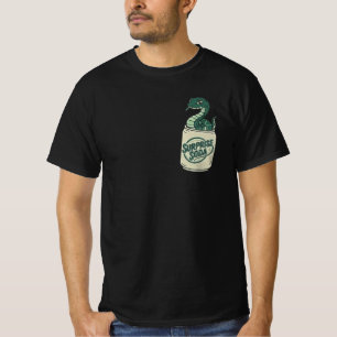 Camisa engraçada de cobra verde em uma lata de bri