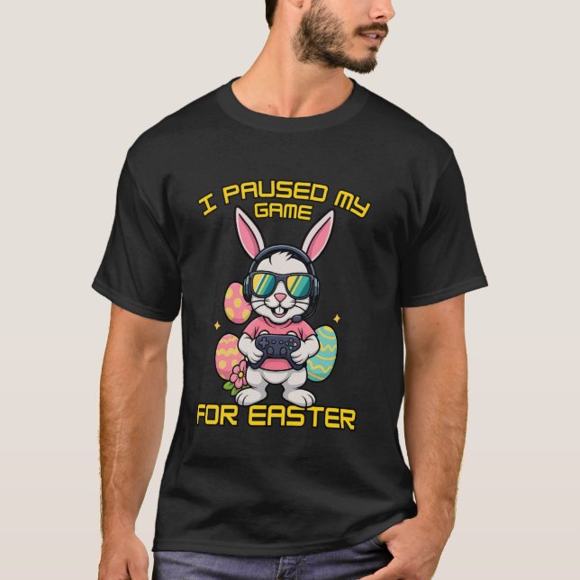 Camisa engraçada de coelho gamer de Páscoa - Contr (Frente)