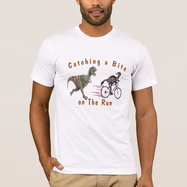 Camisa engraçada de dinossauro - T Rex Mordendo em (Frente)
