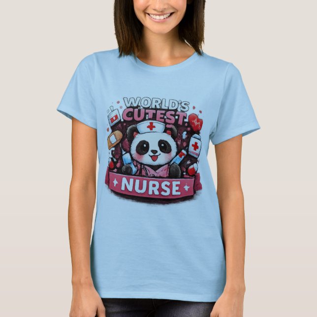Camisa engraçada de enfermeira panda mais fofa do  (Frente)