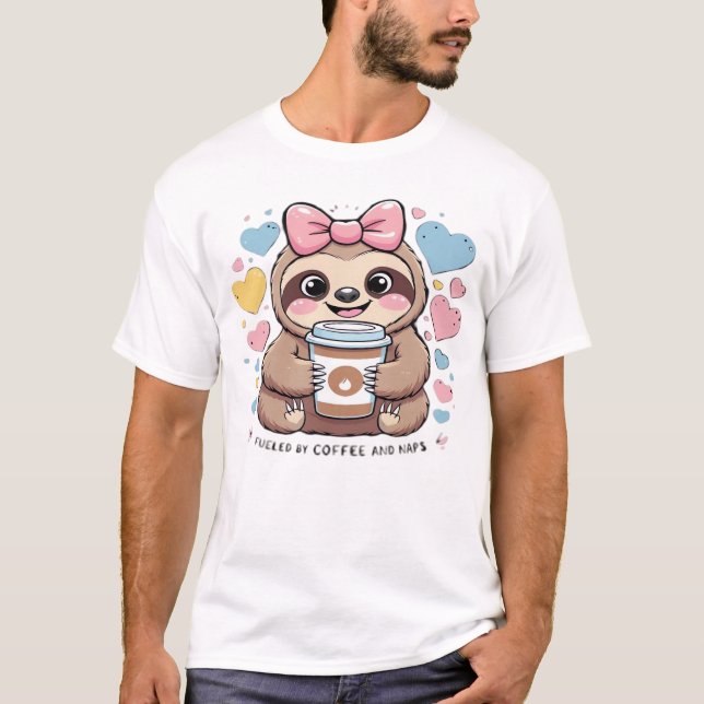 Camisa engraçada de fã de café de preguiça fofa �  (Frente)