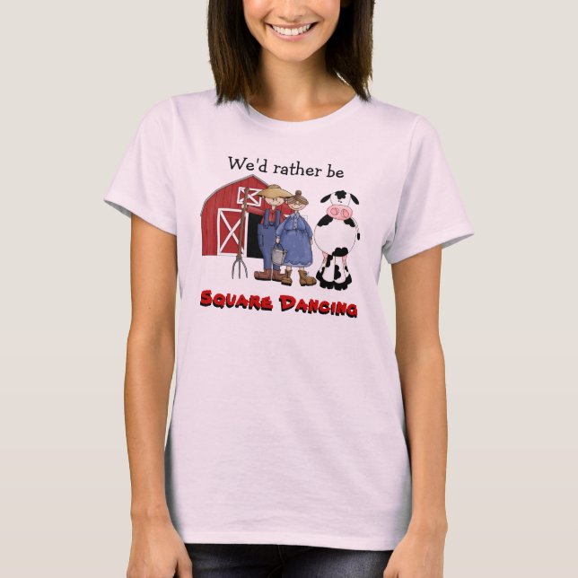 Camisa Engraçada de Fazendeiros Dançantes Quadrado (Frente)