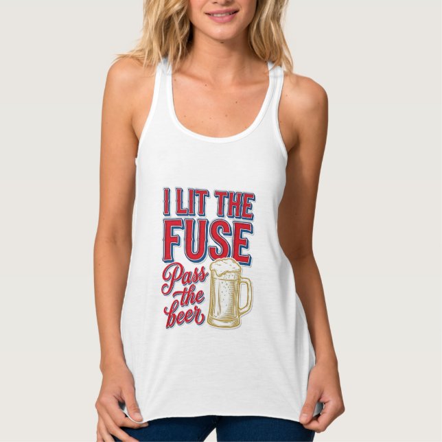 Camisa engraçada de fogos de artifício de cerveja  (Frente)