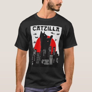Camisa Engraçada De Gato De Catzilla, Camiseta Eng
