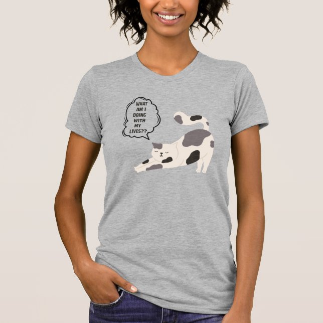 CAMISA ENGRAÇADA DE GATO O QUE ESTOU FAZENDO COM M (Frente)