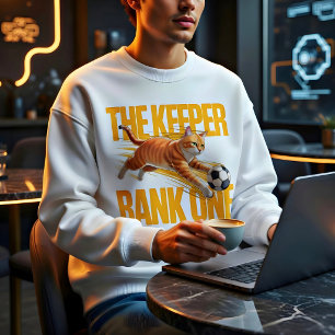 Camisa engraçada de goleiro de gato de futebol