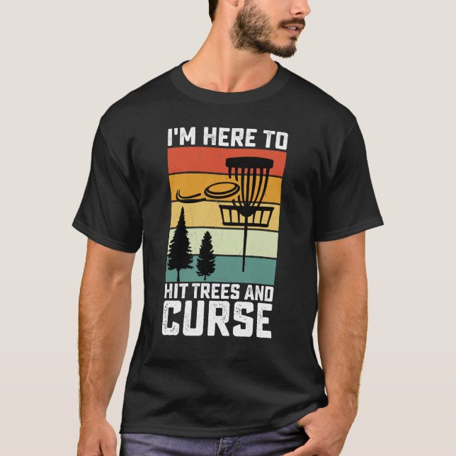 Camisa engraçada de golfe de disco Bateu nas árvor (Frente)