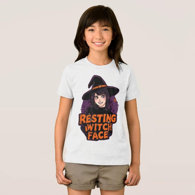 Camisa Engraçada de Halloween - "Rosto de Bruxa De (Frente Completa)