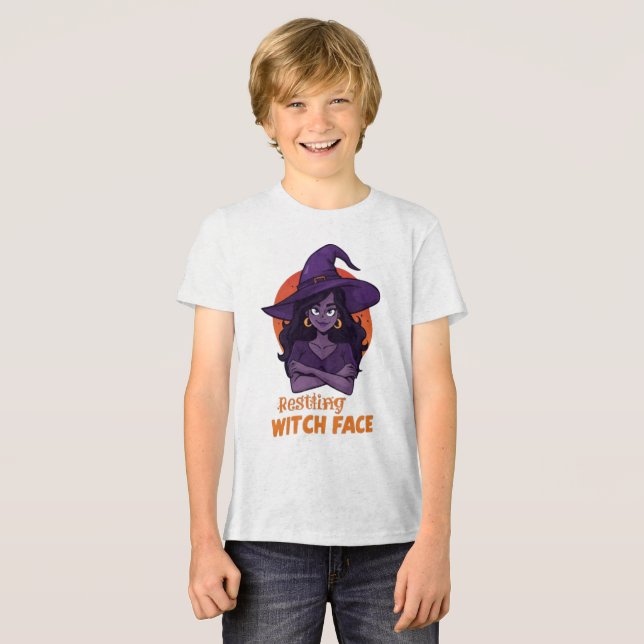 Camisa Engraçada de Halloween - "Rosto de Bruxa De (Frente Completa)