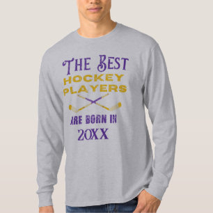 Camisa engraçada de hóquei no gelo com ano de nasc