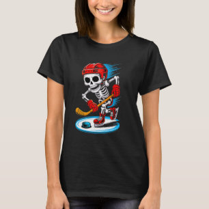 Camisa engraçada de hóquei no gelo com esqueleto d