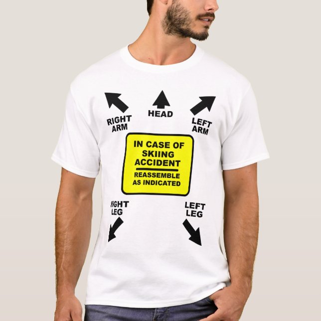 Camisa engraçada de humor sobre acidente de esqui  (Frente)