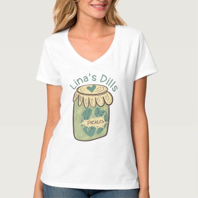 Camisa engraçada de jarra de picles de dill verde  (Frente)