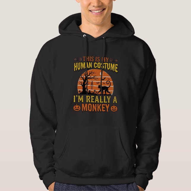 Camisa engraçada de macaco humano no Halloween_ (Frente)
