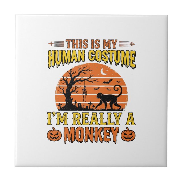 Camisa engraçada de macaco humano no Halloween Des (Frente)