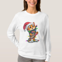 Camisa engraçada de Natal com gato | Presente de 