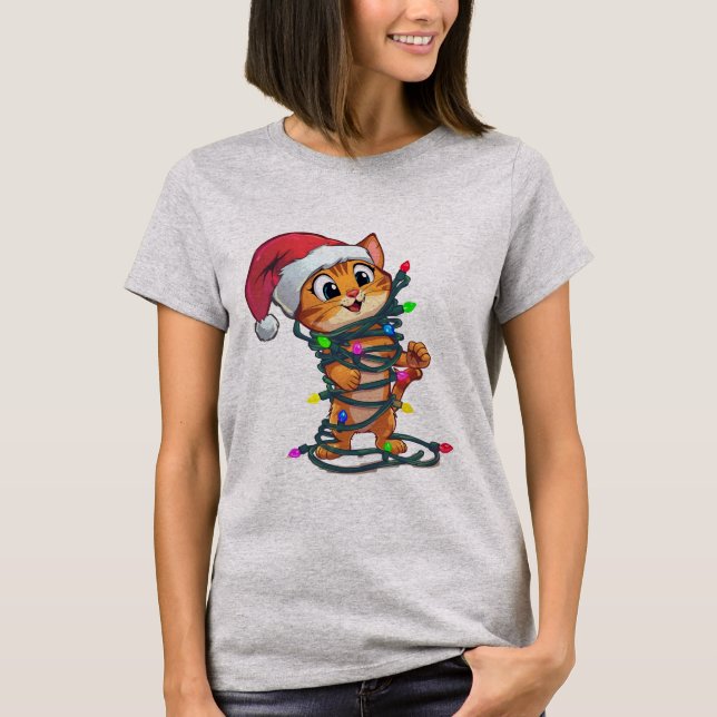  Camisa engraçada de Natal com gato | Presente de  (Frente)