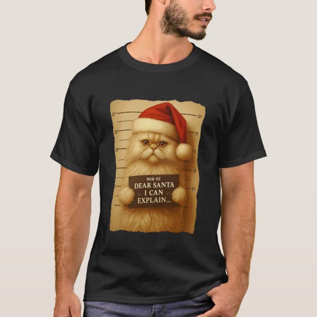 Camisa engraçada de Natal de Gato - Persa Fofo com (Frente)