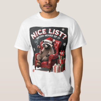 Camisa engraçada de Natal de guaxinim na lista dos