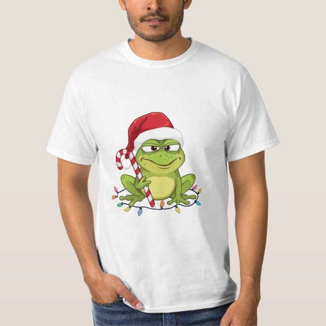 Camisa engraçada de Natal de sapo de Papai Noel -  (Frente)