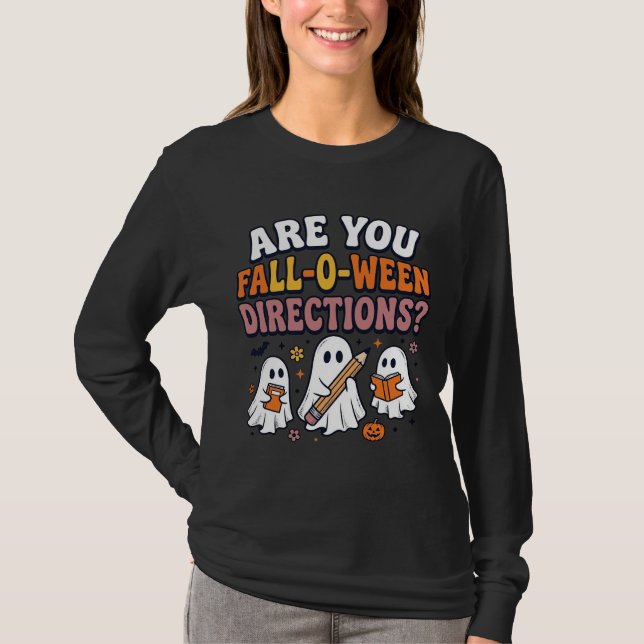 Camisa engraçada de outono de Halloween Professor  (Frente)